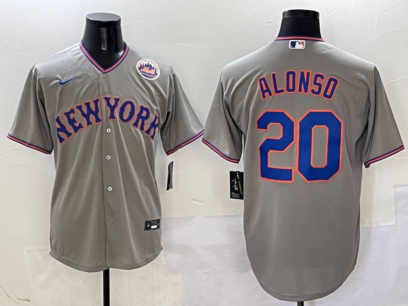Men New York Mets #20 Alonso Grey Second generation 2025 Nike MLB Jersey style 3->new york mets->MLB Jersey